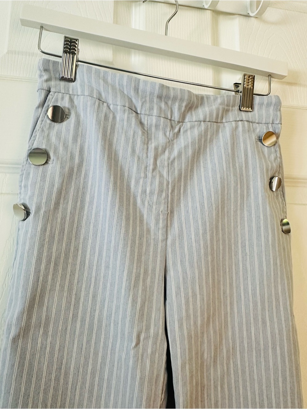 Katherine Barclay Light Blue Pinstriped Sailor Pants - Picture 2 of 8